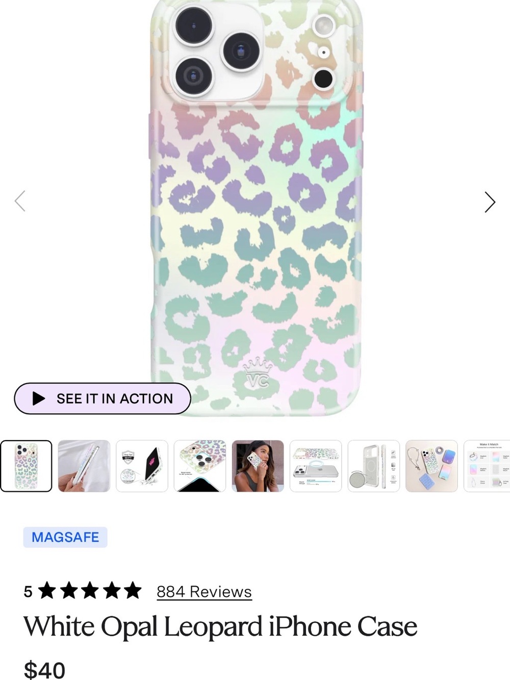 USED Velvet Caviar White Opal Leopard case for iPhone 16 Pro Max
